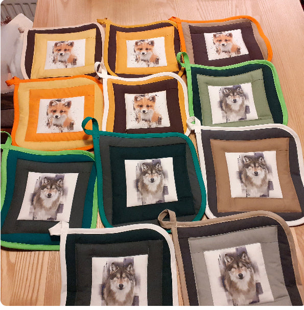 Cassoliv panneau tissu Loup de 12 ou 24 carrés de 12x12cm pour lingettes lavables