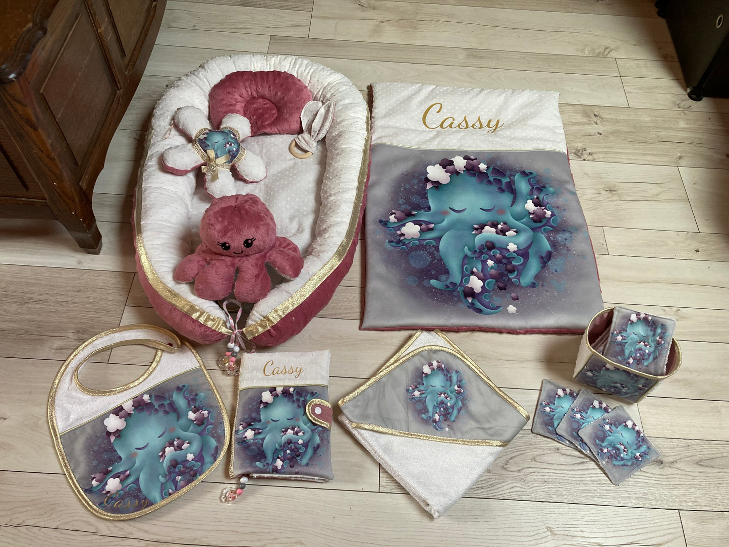 Cassoliv coupon tissu Pieuvre en popeline de coton Oeko-tex 129g/m2