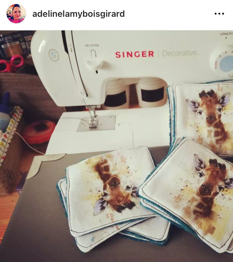 Cassoliv panneau tissu Girafe de 12 ou 24 carrés de 12x12cm pour lingettes lavables