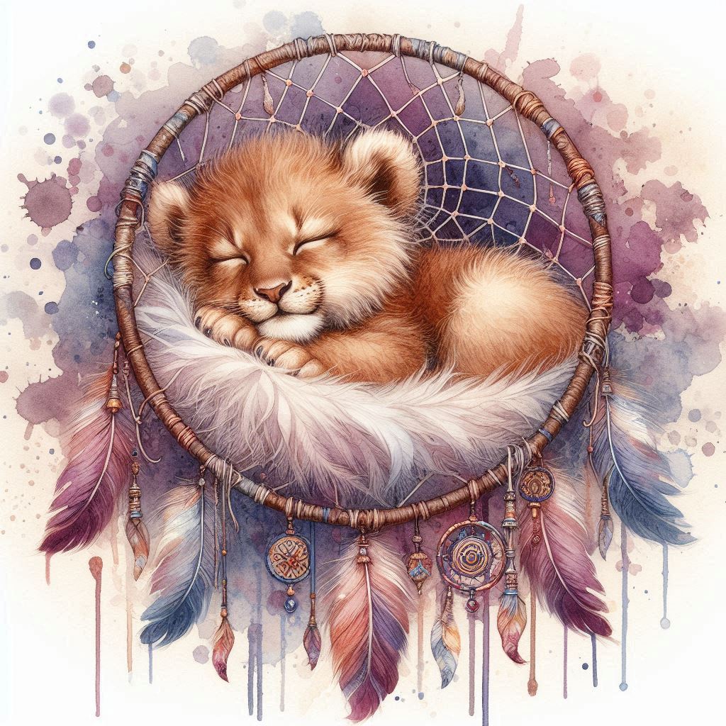 Cassoliv coupon tissu lionceau attrape-rêves en velours ras 410g/m2