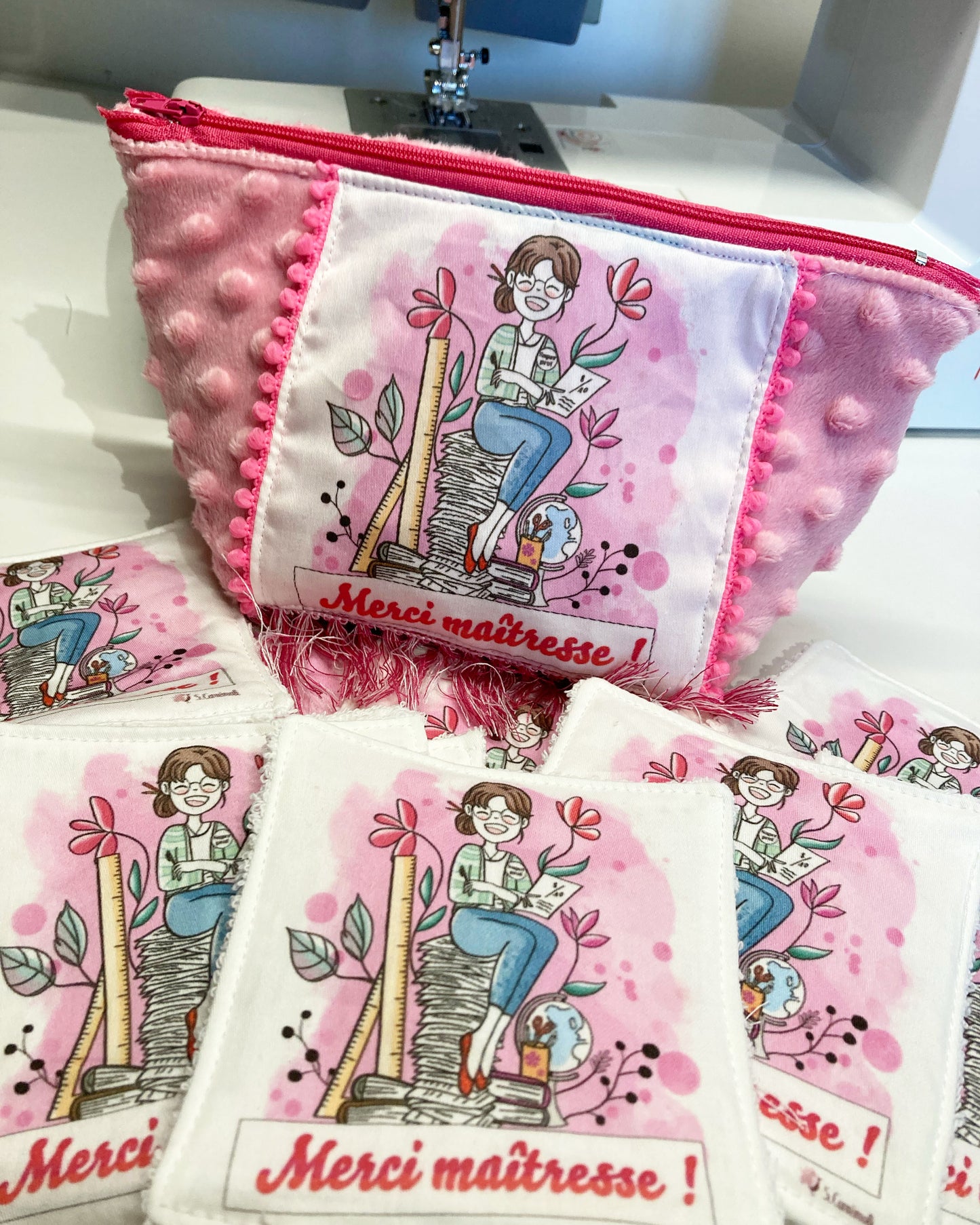 Cassoliv panneau tissu "Merci maîtresse"de 12 ou 24 carrés de 12x12cm pour lingettes lavables Inactive