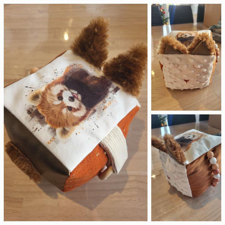 Cassoliv coupon tissu Panda Roux en popeline de coton Oeko-tex 129g/m2