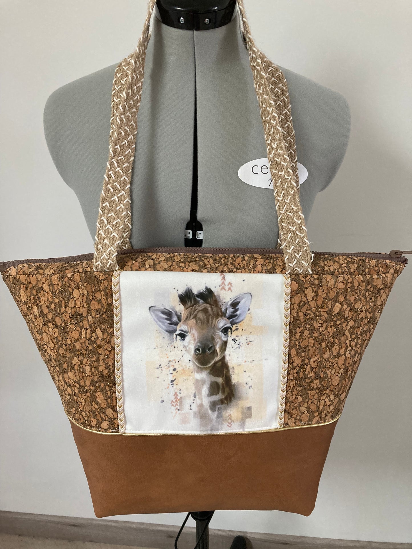 Cassoliv coupon tissu Girafe en popeline de coton Oeko-tex 129g/m2