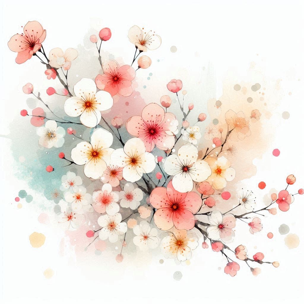 Cassoliv coupon tissu Fleur de cerisier sakura en velours ras 410g/m2