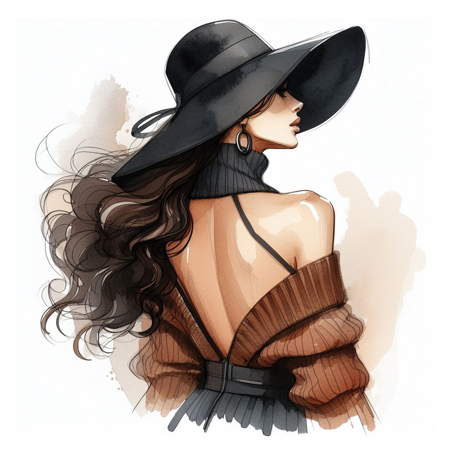 Cassoliv coupon tissu Femme chic mode chapeau en simili cuir 45x45cm