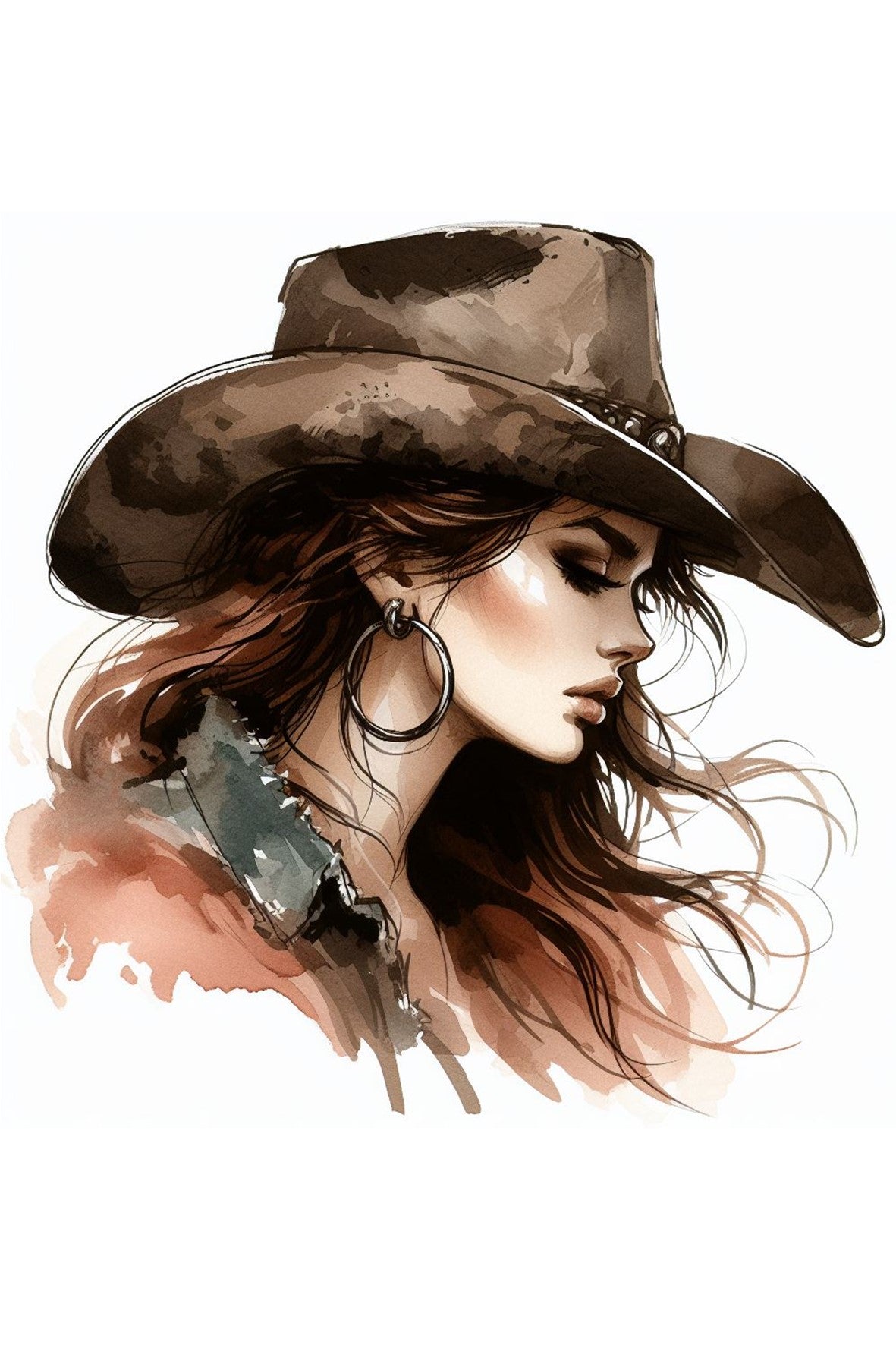 Cassoliv coupon tissu Femme Cow Boy en simili cuir 20x30cm