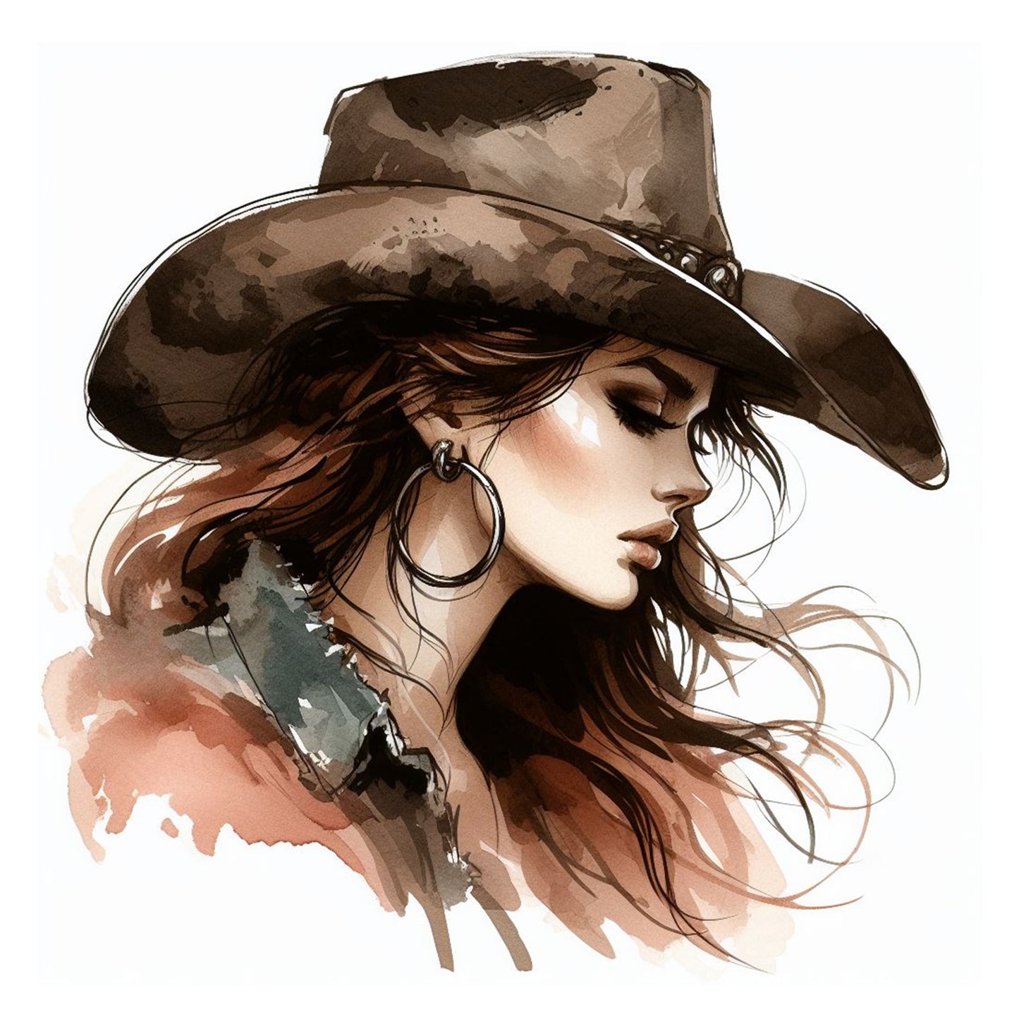 Cassoliv coupon tissu Femme Cow Boy en simili cuir 45x45cm