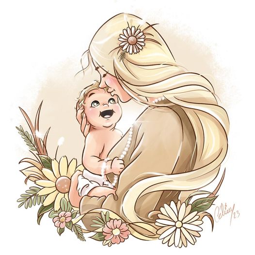 Cassoliv coupon tissu Maman avec son bébé en simili cuir 20x30cm