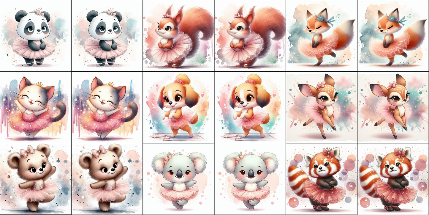 Cassoliv panneau tissu 18 carrés de 12x12cm pour jeu de memory ou lingettes lavables Bébés Animaux fille