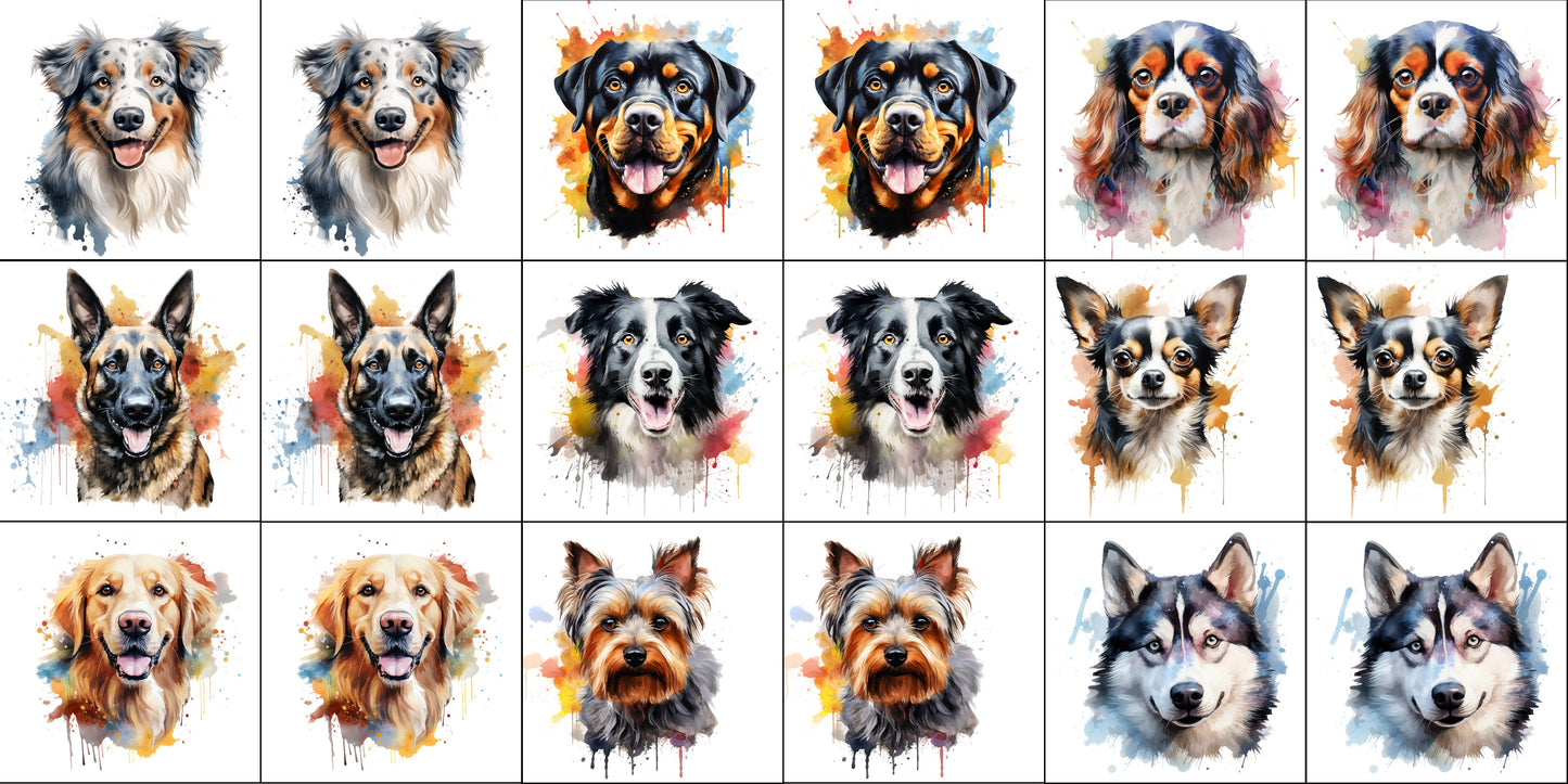 Cassoliv panneau tissu 18 carrés de 12x12cm pour jeu de memory ou lingettes lavables chien