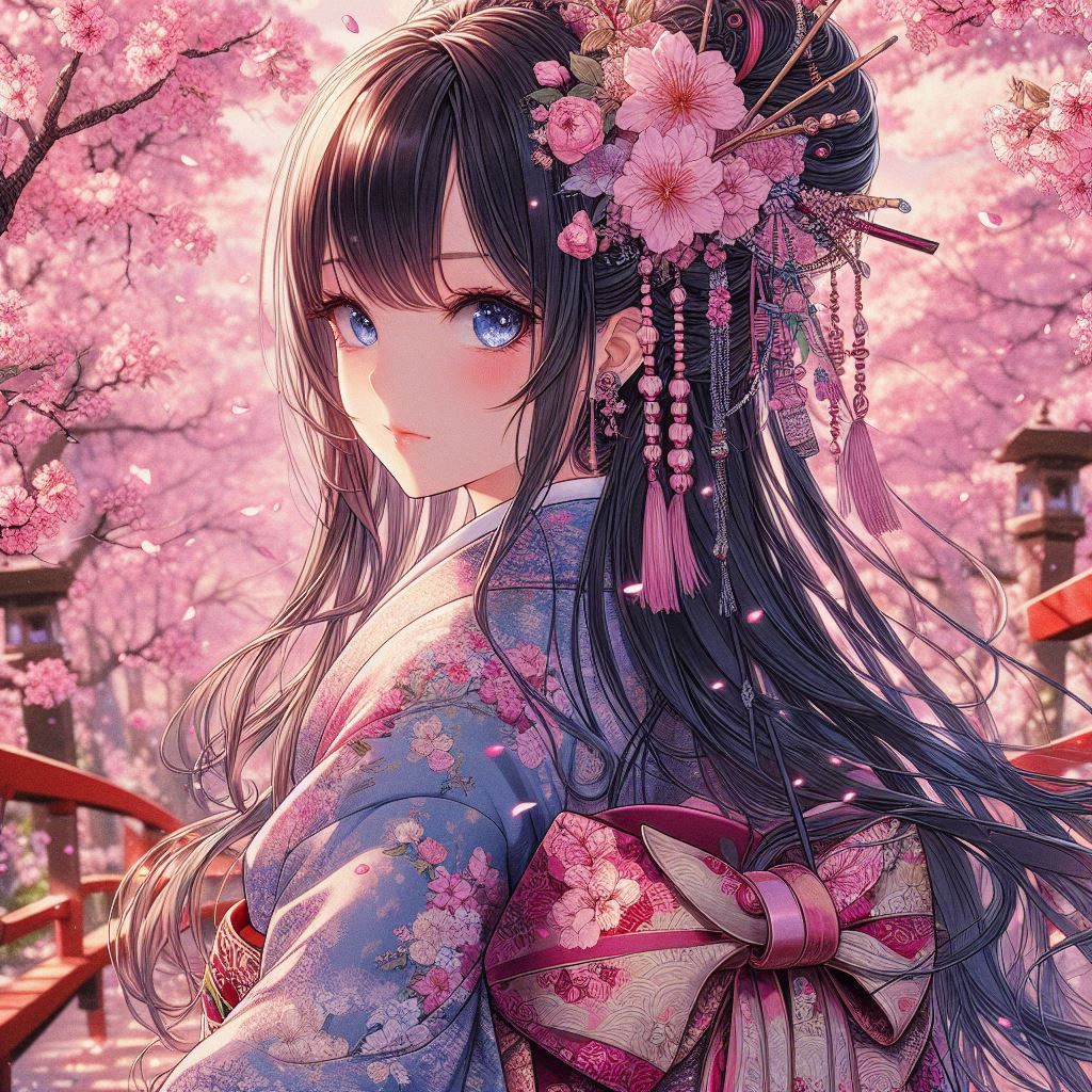 Cassoliv coupon tissu fille en yukata et fleurs mangas en velours ras 410g/m2