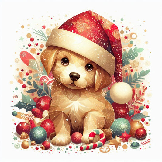 Cassoliv coupon tissu chien Noël en velours ras 410g/m2