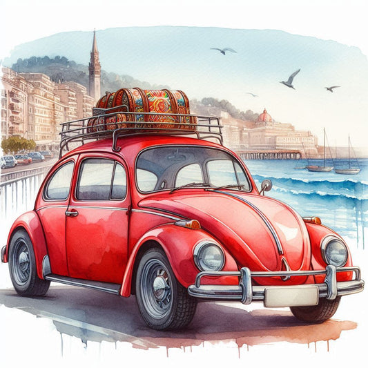 Cassoliv coupon tissu voiture coccinelle volkswagen rouge en velours ras 410g/m2